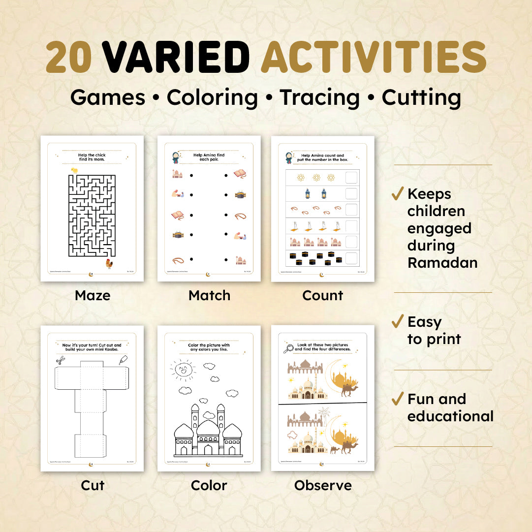 Pack of 20 Printable Activity Sheets – RAMADAN